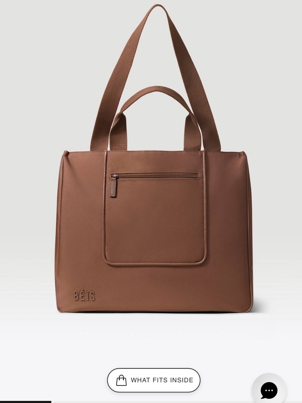 BEIS Brown Structured Laptop Tote with Front Zip Pocket